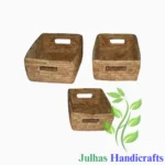 DATE LEAF RECTANGLER BASKET WITH CATOUT HANDLE MANUFACTURER AND EXPORTER JULHAS HANDICRAFTS BANGLADESH