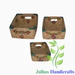 DATE LEAF RECTANGLER BASKET WITH CUTOUT HANDLE MANUFACTURER AND EXPORTER JULHAS HANDICRAFTS BANGLADESH