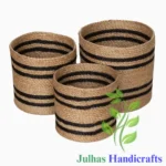 JUTE BRAIDED ROUND CYLINDER WITH BLACK STRIPE MANUFACTURER AND EXPORTER JULHAS HANDICRAFTS BANGLADESH