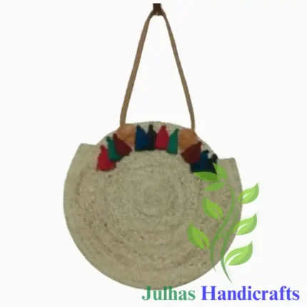 JUTE BREADED OVAL BAG WITH HANDLE MANUFACTURER AND EXPORTER JULHAS HANDICRAFTS BANGLADESH