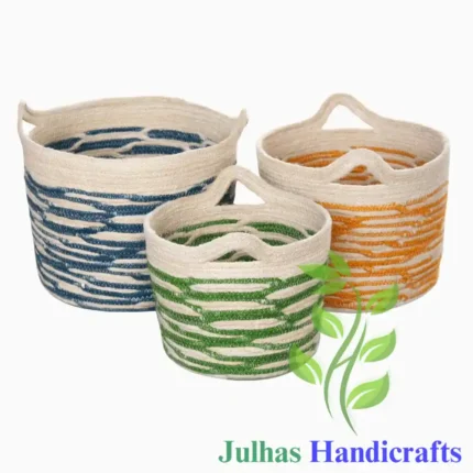 JUTE ROPE ROUND CYLINDER WITH HANDLE MANUFACTURER AND EXPORTER JULHAS HANDICRAFTS BANGLADESH