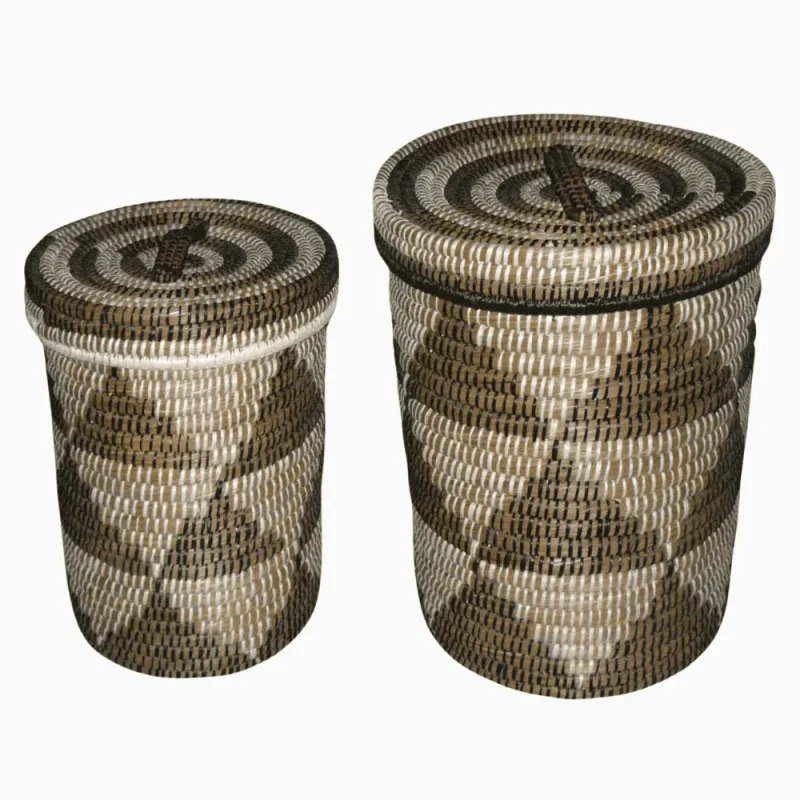 ROUND-HAMPER-WITH-LID-CUTOUT-HANDLE MANUFACTURER AND EXPORTER JULHAS HANDICRAFTS BANGLADESH