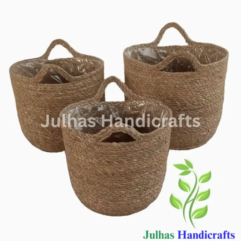 ROUND U-SHAPE BASKET WITH PLASTIC LINING