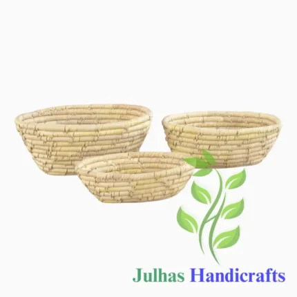 DATE LEAF OVAL BREAD BASKET MANUFACTURER AND EXPORTER JULHAS HANDICRAFTS BANGLADESH