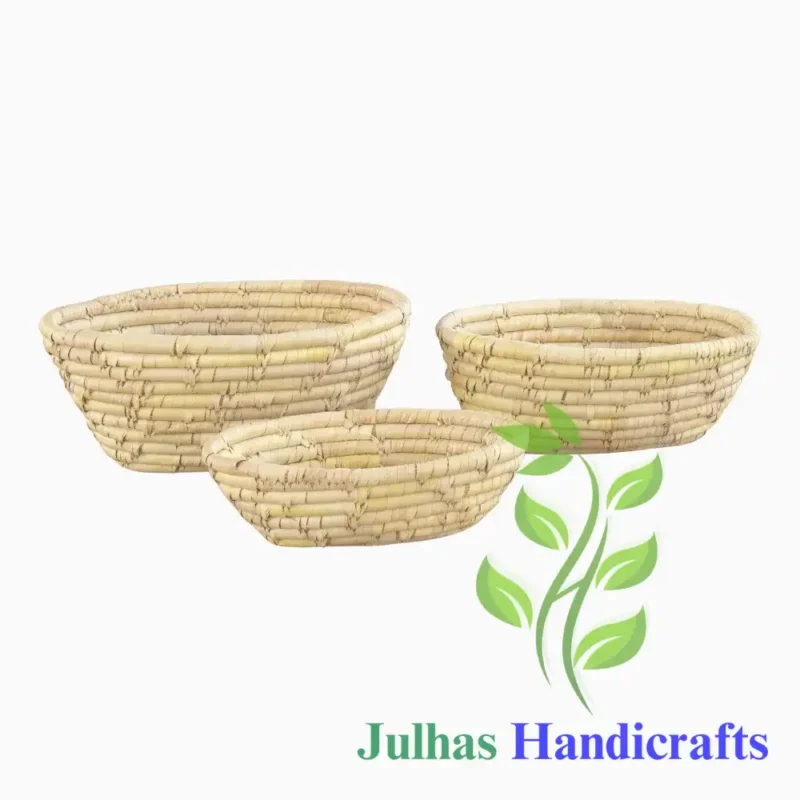 DATE LEAF OVAL BREAD BASKET MANUFACTURER AND EXPORTER JULHAS HANDICRAFTS BANGLADESH