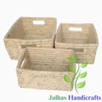 DATE LEAF RECTANGL TRAY WITH HANDLE MANUFACTURER AND EXPORTER JULHAS HANDICRAFTS BANGLADESH