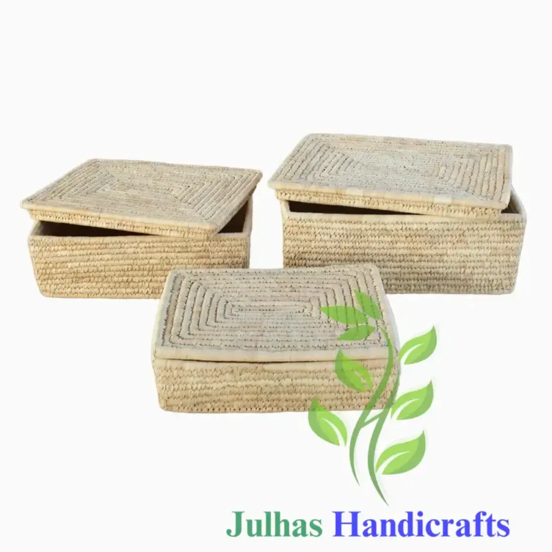 DATE LEAF RECTANGULAR BASKET WITH LID