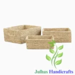 DATE LEAF RECTANGULAR BASKET WITH CUTOUT HANDLE MANUFACTURER AND EXPORTER JULHAS HANDICRAFTS BANGLADESH