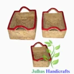 DATE LEAF RECTANGULAR BASKET WITH HANDLE  MANUFACTURER AND EXPORTER JULHAS HANDICRAFTS BANGLADESH