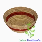 DATE LEAF ROUND BASKET WITH BROWN COLOR MANUFACTURER AND EXPORTER JULHAS HANDICRAFTS BANGLADESH