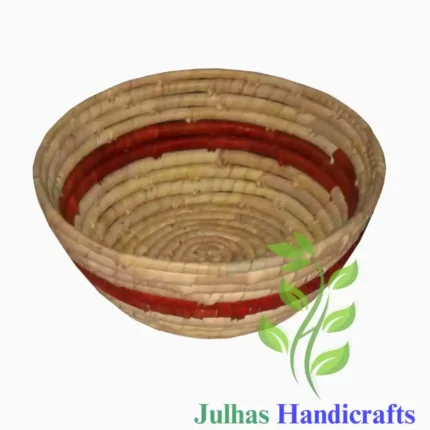 DATE LEAF ROUND BASKET WITH BROWN COLOR MANUFACTURER AND EXPORTER JULHAS HANDICRAFTS BANGLADESH