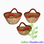 DATE LEAF ROUND BASKET WITH HANDLE MANUFACTURER AND EXPORTER JULHAS HANDICRAFTS BANGLADESH