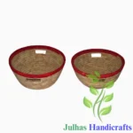 DATE LEAF ROUND BOWL BASKET WITH CUTOUT HANDLE MANUFACTURER AND EXPORTER JULHAS HANDICRAFTS BANGLADESH
