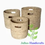 DATE LEAF ROUND CYLINDER WITH HANDLE MANUFACTURER AND EXPORTER JULHAS HANDICRAFTS BANGLADESH