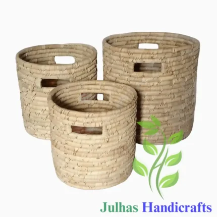 DATE LEAF ROUND CYLINDER WITH HANDLE MANUFACTURER AND EXPORTER JULHAS HANDICRAFTS BANGLADESH