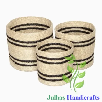 JUTE BRAIDED ROUND CYLINDER WITH HANDLE MANUFACTURER AND EXPORTER JULHAS HANDICRAFTS BANGLADESH