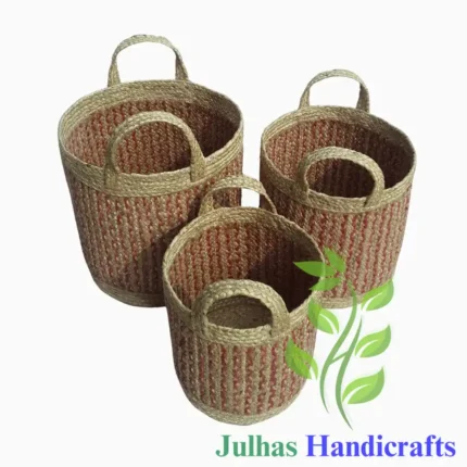 JUTE BRAIDED ROUND CYLINDER WITH HANDLE 1 MANUFACTURER AND EXPORTER JULHAS HANDICRAFTS BANGLADESH