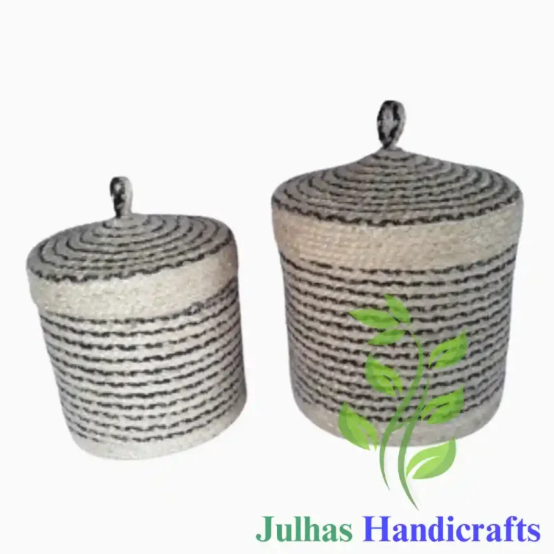 JUTE BRAIDED ROUND POT WITH LID