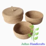 JUTE DRAWSTRING ROUND BASKET BIG 1 LID