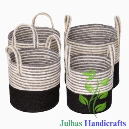 JUTE DRAWSTRING ROUND CYLINDER WITH HANDLE ( MANUFACTURER AND EXPORTER JULHAS HANDICRAFTS BANGLADESH