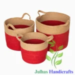 JUTE DRAWSTRING ROUND CYLINDER WITH HANDLE 2 MANUFACTURER AND EXPORTER JULHAS HANDICRAFTS BANGLADESH