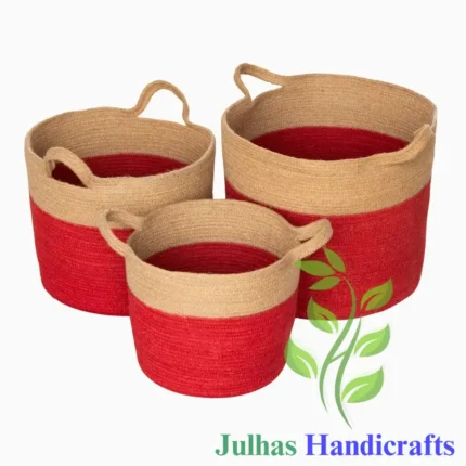 JUTE DRAWSTRING ROUND CYLINDER WITH HANDLE 2 MANUFACTURER AND EXPORTER JULHAS HANDICRAFTS BANGLADESH