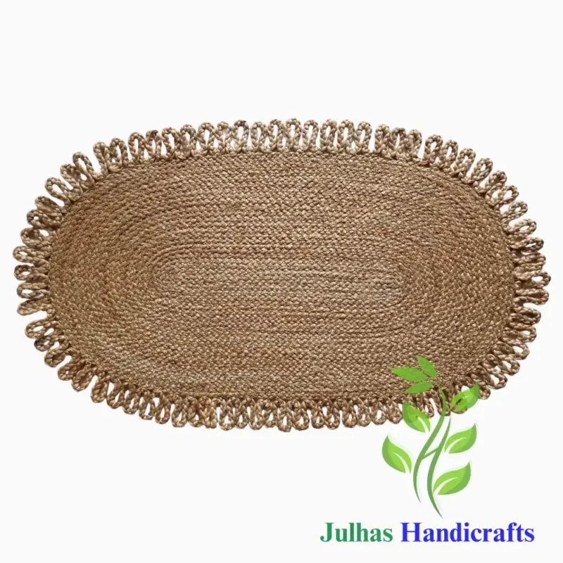 JUTE BRAIDED OVAL FRINGE MAT