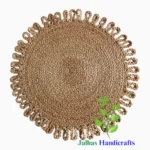 JUTE BRAIDED ROUND FRINGE MAT