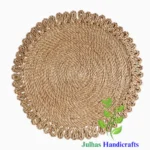 JUTE BRAIDED ROUND FRINGE MAT