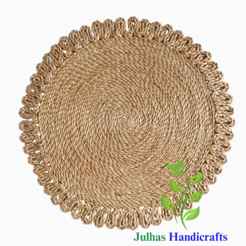 JUTE BRAIDED ROUND FRINGE MAT