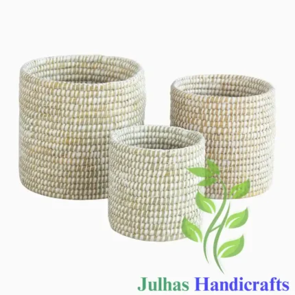 KANS GRASS and PLATIC ROUND U-SHAPE CYLINDER MANUFACTURER AND EXPORTER JULHAS HANDICRAFTS BANGLADESH