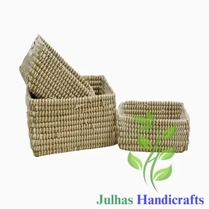 KANS GRASS and PLATIC MINI KITCHEN BASKET WITH CUTTING HANDLE MANUFACTURER AND EXPORTER JULHAS HANDICRAFTS BANGLADESH