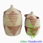 KANS GRASS and PLATIC MOTKA LAUNDRY BASKET WITH LID MANUFACTURER AND EXPORTER JULHAS HANDICRAFTS BANGLADESH