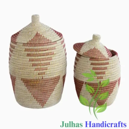 KANS GRASS and PLATIC MOTKA LAUNDRY BASKET WITH LID MANUFACTURER AND EXPORTER JULHAS HANDICRAFTS BANGLADESH