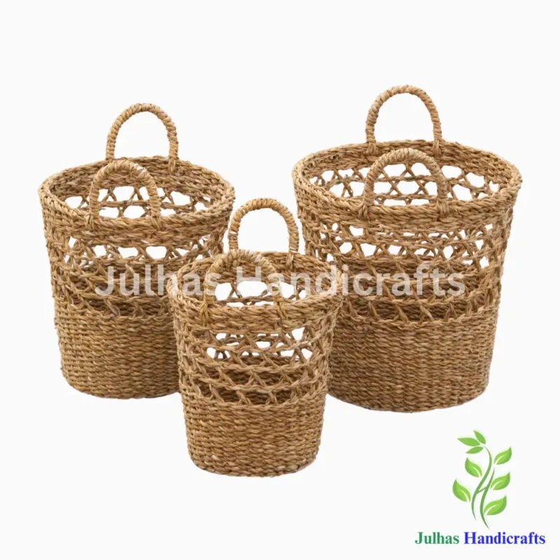 SEA GRASS NET DESIGN ROUND BALTI WITH HANDLE