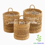 SEA GRASS NET DESIGN ROUND CYLINDER WITH HANDLE
