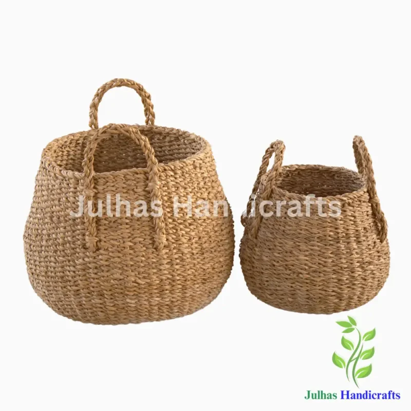 SEA GRASS ROUND BASKET WITH HANDLE