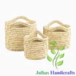 DATE LEAF ROUND BASKET WITH HANDLE MANUFACTURER AND EXPORTER JULHAS HANDICRAFTS BANGLADESH