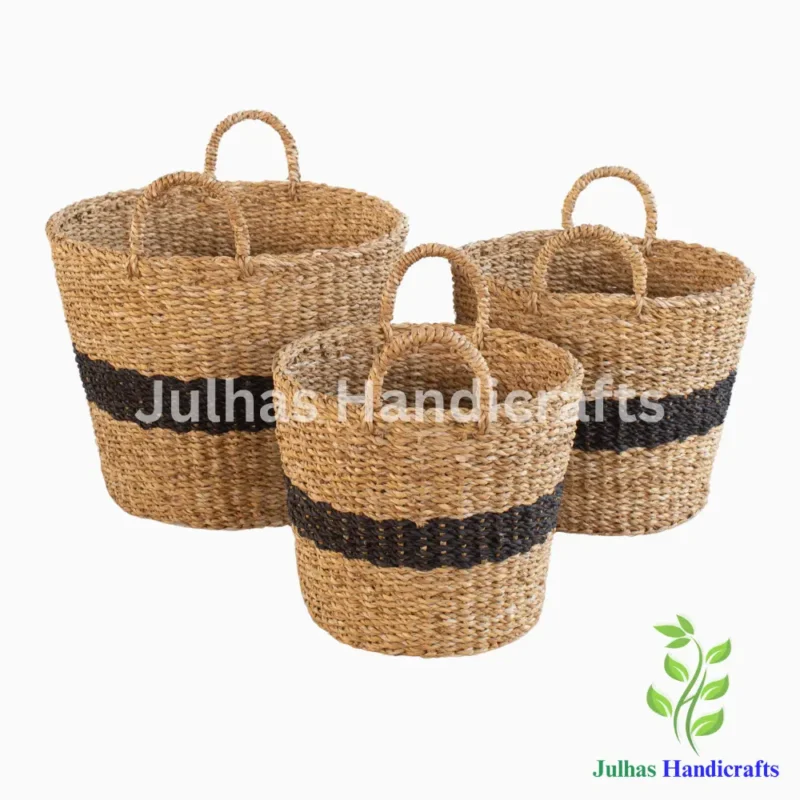 SEA GRASS ROUND BUCKET WITH HANDLE