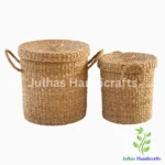 SEA GRASS ROUND LUNDRY BASKET WITH HANDLE
