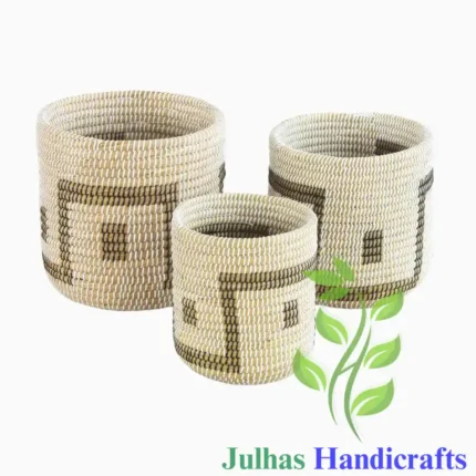 KANS GRASS and PLATIC ROUND U-SHAPE CYLINDER MANUFACTURER AND EXPORTER JULHAS HANDICRAFTS BANGLADESH