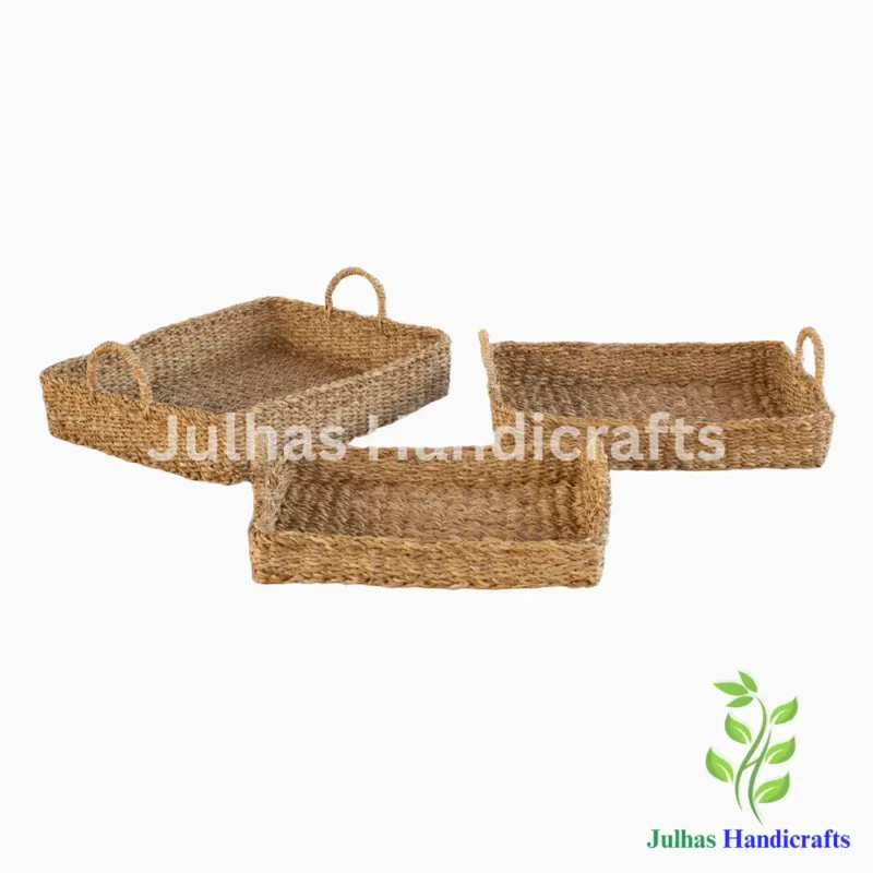 SEA GRASS RECTANGULAR BASKET WITH HANDLE