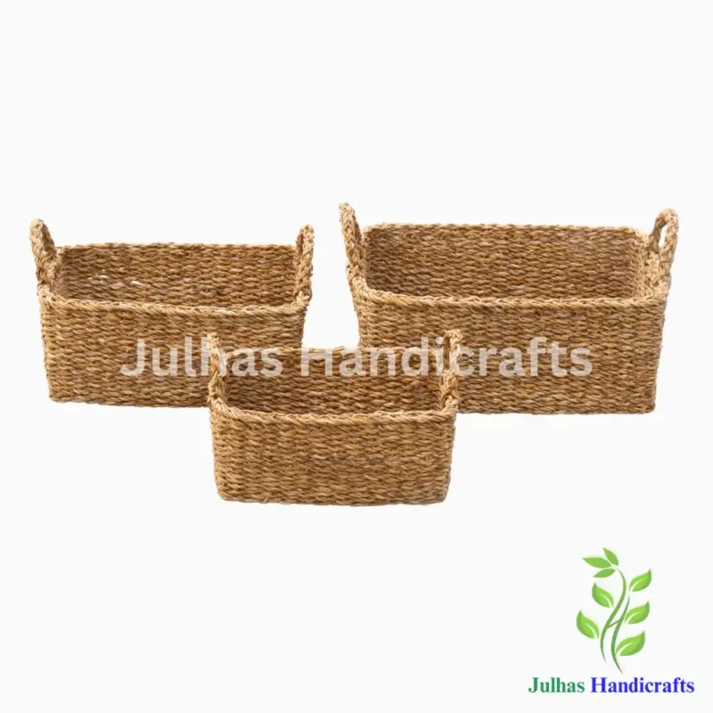 SEA GRASS RECTANGULAR KITCHEN BASKET WITH HANDLE