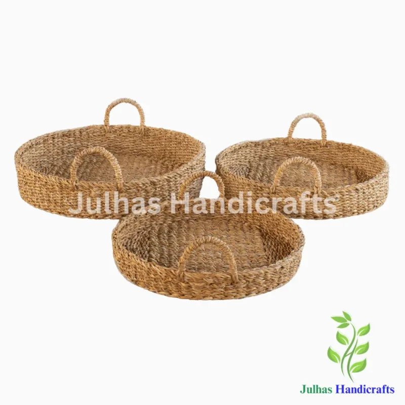 SEA GRASS ROUND BASKET WITH HANDLE