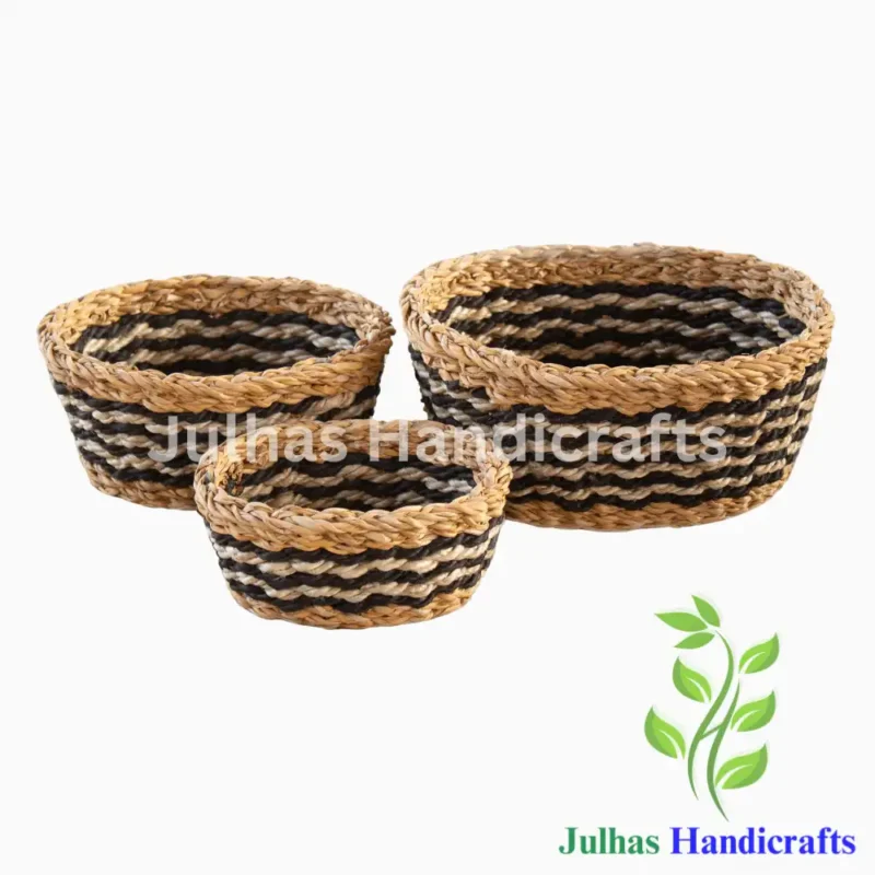 SEA GRASS & JUTE OVAL BASKET