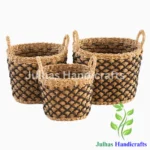 SEA GRASS & JUTE OVAL LOG BASKET WITH HANDLE