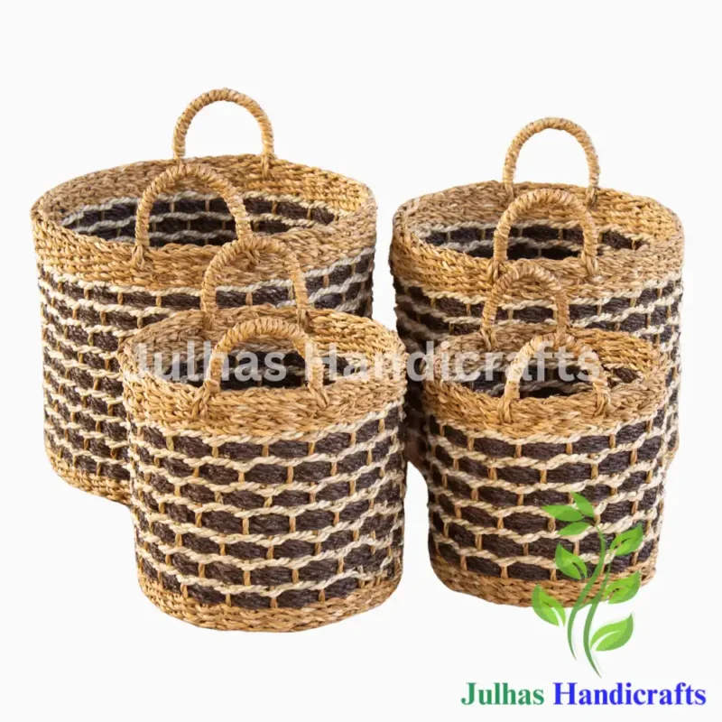 SEA GRASS & JUTE ROUND CYLINDER WITH HANDLE