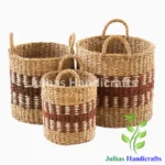 SEA GRASS & JUTE ROUND CYLINDER WITH HANDLE