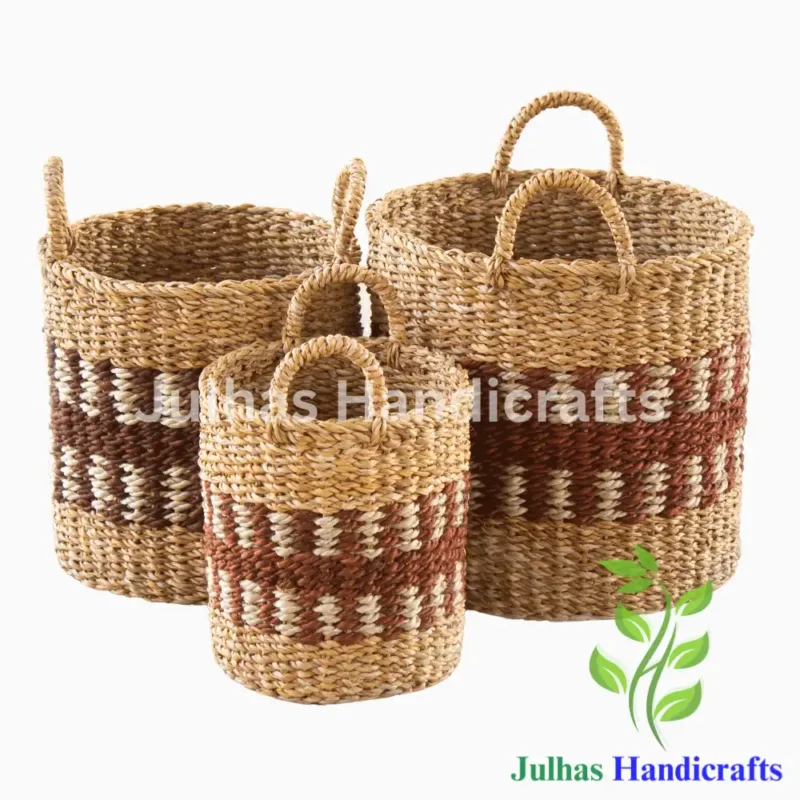 SEA GRASS & JUTE ROUND CYLINDER WITH HANDLE
