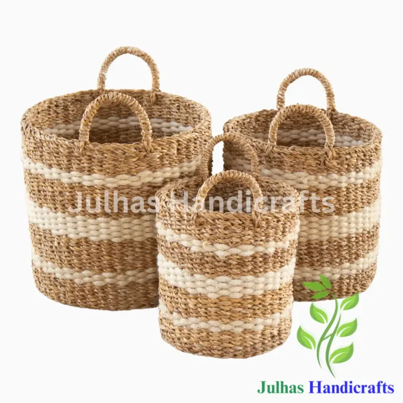 SEA GRASS & JUTE ROUND CYLINDER WITH HANDLE